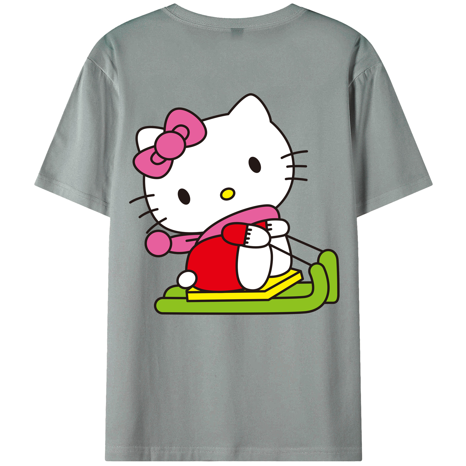 （画像用） Hello Kitty ハローキティ 綿100％ メンズ半袖Tシャツ（バックプリント） 通気性